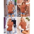 thumbnail image 3 of Ekouaer Women' Maternity Top Short Sleeve Pregnant Tee 3 Packs Pregnant Shirt Side Ruched Burgundy Red/Caramel/Dark Grey, 3 of 6