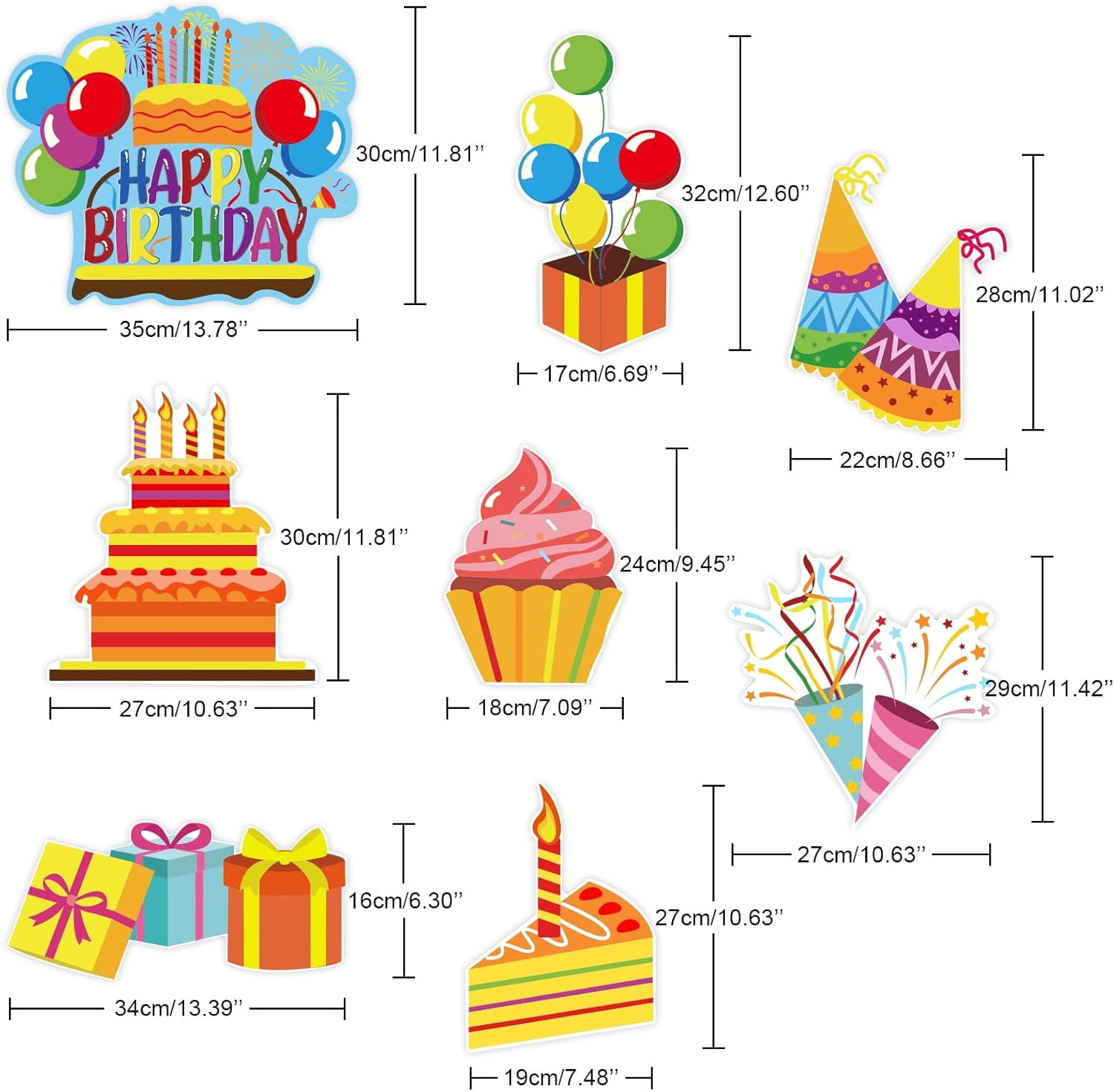 8Pack Happy Birthday Yard Signs Birthday Themed Party Supplies Birthday Decorations Outdoor Yard Signs Birthday Party Props Signs Birthday Home Lawn Yard Decorations