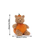 Yashow Halloween Plush Toys 13.78x11.81 Inch, Extra Soft Pumpkin Stuffed Animal Bear Plushie, Festive Holiday Gifts for Kids Boys Girls, Autumn Home Decor, Brown