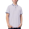 thumbnail image 4 of KAUOD Short Sleeve Polo Shirts for Boys School 𝗨niform Striped Loose Fit Pullover Tops Trendy Casual Preppy Shirt, 4 of 8