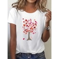 thumbnail image 1 of Camiseta con estampado de corazón y árbol de San Valentín: camiseta informal amarilla de manga corta con cuello redondo y diseño de corazones coloridos para adultos, hombres, mujeres, adolescentes, jó, 1 of 7