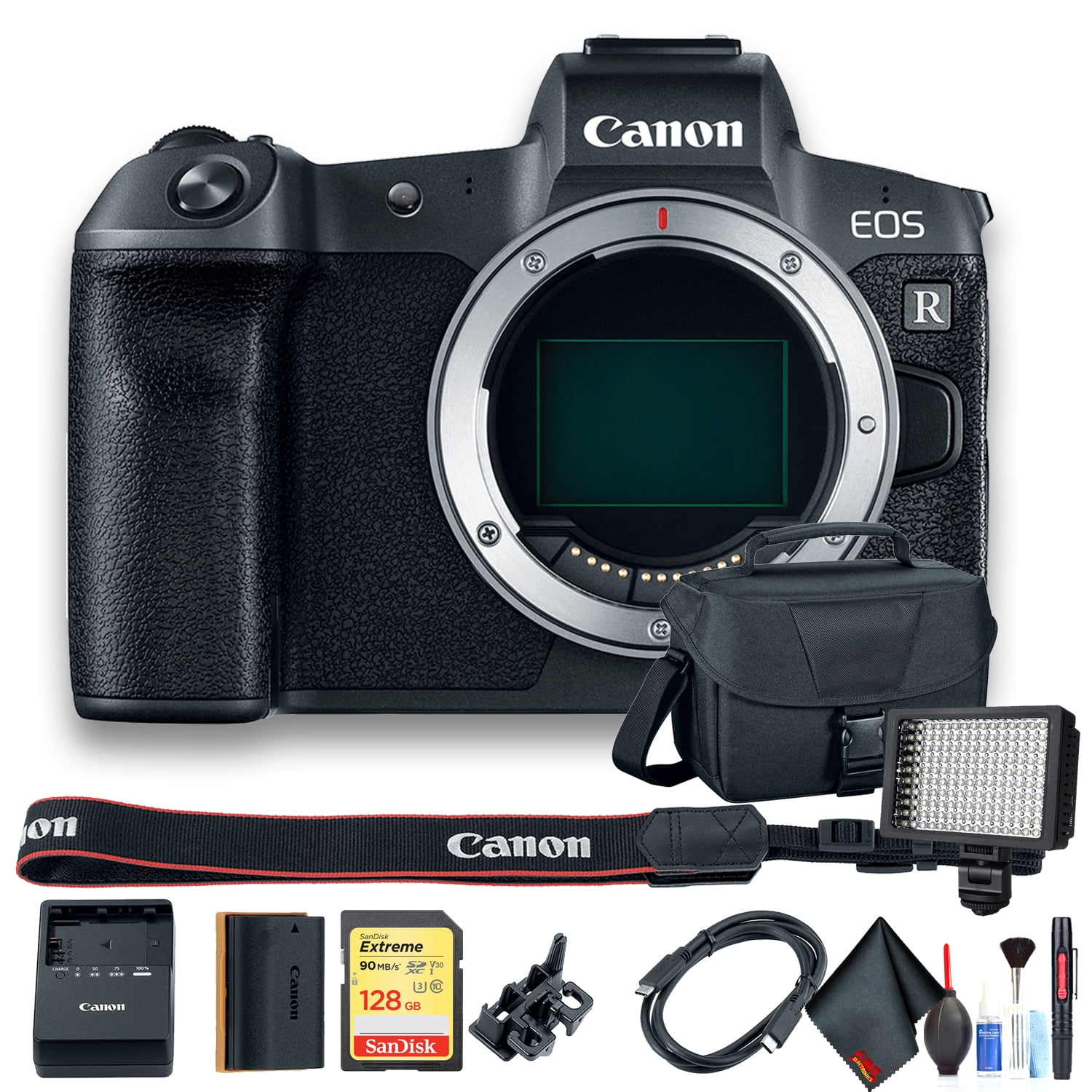 Canon EOS R Mirrorless Digital Camera Intl Model W/ Bag 128 GB Memory Card LED Light and More(International Model)
