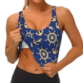 thumbnail image 3 of Fotbe Anchors and Nautical Sujetador Deportivo Largo sin Aros para Mujer con Almohadillas y Soporte Medio, Transpirable y Absorbente, Camiseta Tipo Chaleco o Tank Top-X-Large, 3 of 8