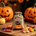 thumbnail image 2 of AZXY Halloween Drawstring Gift Bags Texture Pumpkin Print Candy Treat Pouches, Reusable Portable Multipurpose Goodie Sacks for Halloween Party Favors & Holiday Decor Storage, 2 of 7