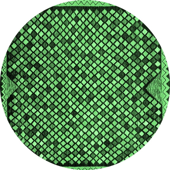 Ahgly Company Indoor Round Abstract Emerald Green Modern Area Rugs, 6' Round