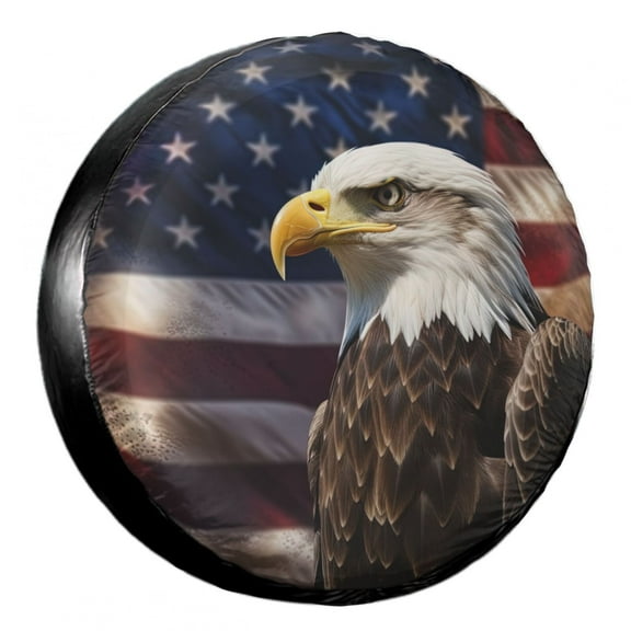 KAKALAD Eagle And American Flag 01 Spare Tire Cover Weatherproof Universal Accessories 14 Inch