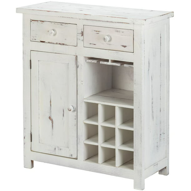 Luxury Living Solid Wood Loft Small, White Wood Wine Cabinet