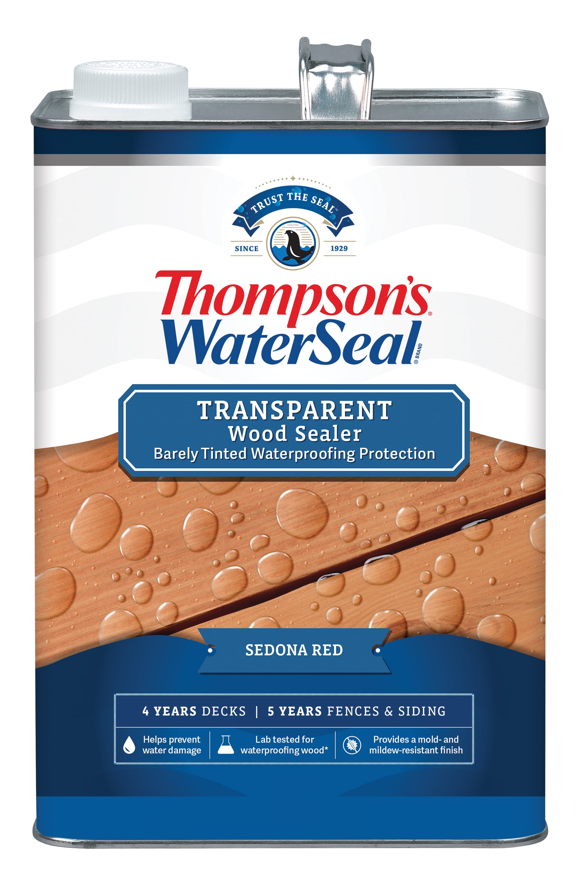 Thompson's WaterSeal TH.091401-16 Transparent Wood Sealer Stain, Sedona Red, 1 Gallon, (1 Piece, 1 Pack)