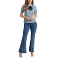 thumbnail image 2 of BLUSA DE LUNARES PARA MUJER INSPIRE CHIC CON CUELLO PETER PAN Y LAZO EN EL CUELLO, MANGA ABULLONADA, CAMISA VINTAGE, TOP AZUL CLARO XS, 2 of 6