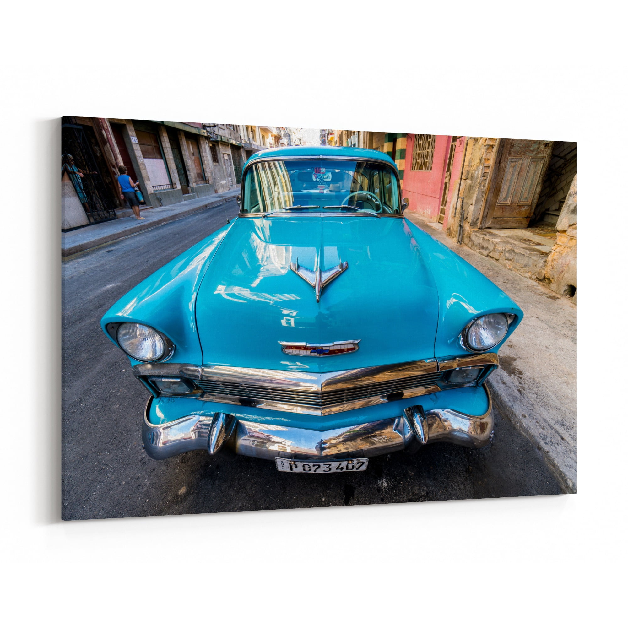 1957 Yellow Chevy Bel Air Vintage Classic Car Picture Wall Decor Art Print 8x10 