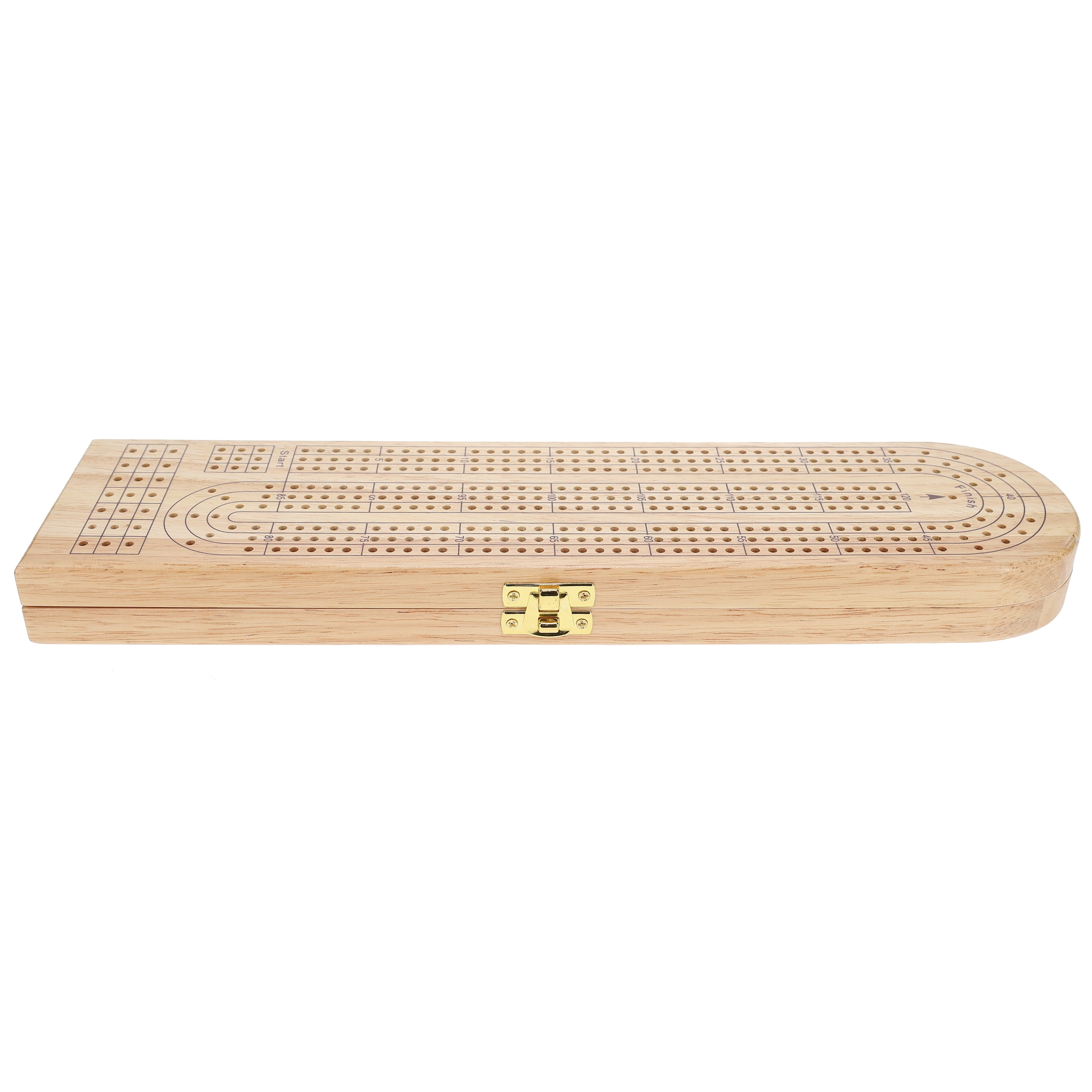 Pacific Shore Games Wooden Travel Cribbage Board Game Set, Continuous 3 Track, Natural