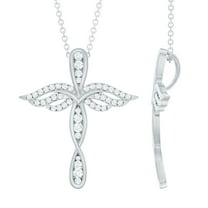 Rosec Jewels Lab Grown Diamond Cross Pendant (EF-VS Quality Certified) Angel Wings Cross Necklace - Ready to Gift for Christmas, 925 Sterling Silver