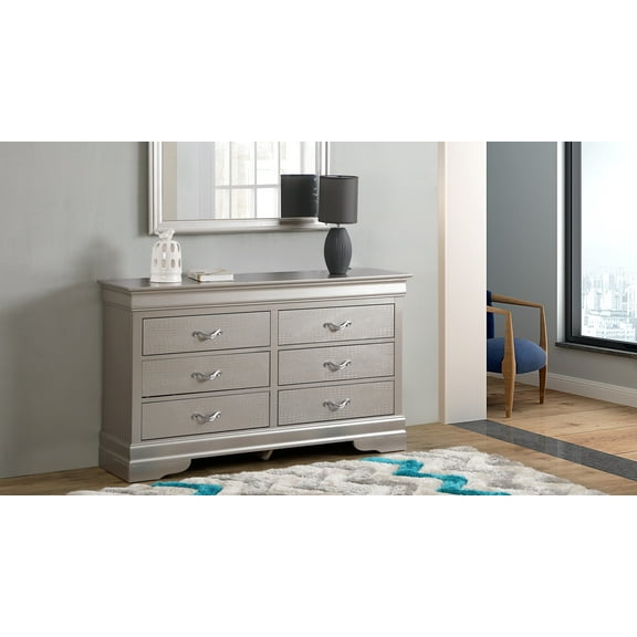 Glory Furniture Lorana G6500-D Dresser , Silver Champagne