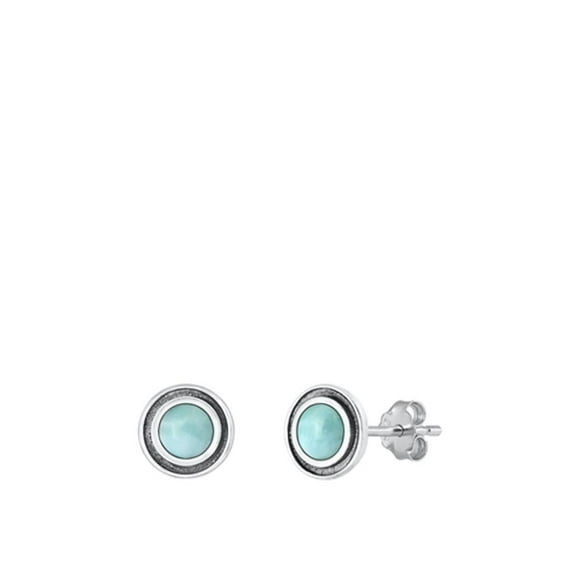 Sterling Silver Larimar Stud Earrings 925 High Polished Jewelry Female Unisex