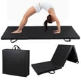 thumbnail image 2 of 6' x 2' Tri-Fold Portable Folding Exercise Gym Mat Extra Thick Foam Gymnastics Mat Aerobics Yoga Martial Arts Stretching Core Workouts With Carrying Handle,Black, 2 of 13