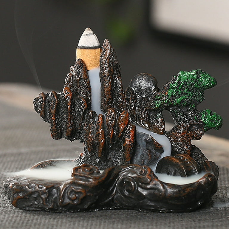 Ludlz Backflow Incense Holder Waterfall Incense Burner, Mountain Tower  Censer Aromatherapy Ornament Home Decor Resin Mountains Rivers Incense  Burners