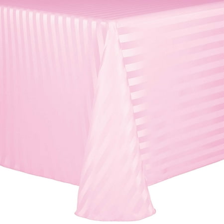 

Ultimate Textile (10 Pack) Satin-Stripe 108 x 108-Inch Square Tablecloth - for Wedding and Catering Hotel or Home Dining use Light Pink