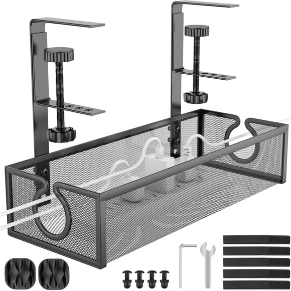 Bandeja de gestión de cables REFLYING para debajo del escritorio, metal, 34 x 12 x 18 cm
