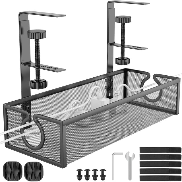 Bandeja de gestión de cables REFLYING para debajo del escritorio, metal, 34 x 12 x 18 cm