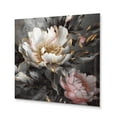 thumbnail image 2 of Designart "Peonies Blooming Pink Grey II" Floral Peony Metal Art Living Room, 2 of 5
