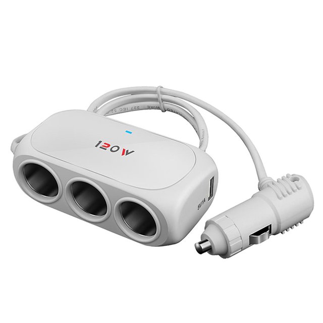 Adaptador De Encendedor De Cigarrillos De 120W Cc 12/24V Con Usb Dual 2.1A/1A 3 Puertos De Encendedor De Cigarrillos Cargador De Coche Divisor De Energía Para Automóvil Camión Advancent VI009251-02