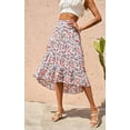 thumbnail image 4 of PRETTYGARDEN Women's Ditzy Floral Print Midi Skirt Boho Elastic High Waist Long Skirts for Women Trendy High Low Hem, 4 of 6