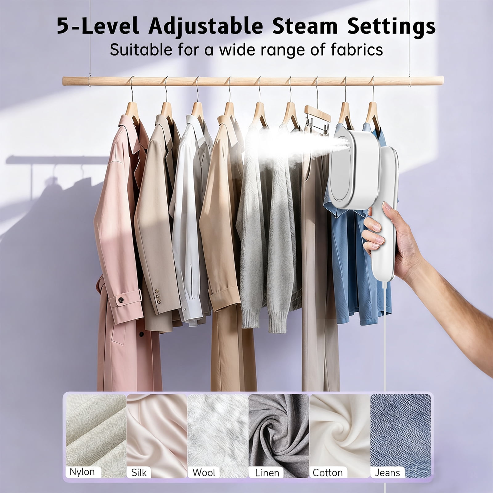 DAKOMM Travel Steamer, 2026 Upgraded Handheld Steamer for Clothes, 13s Fast Heat-Up, 4 Modes, 90° Swivel Handle, Wrinkle-Free Garment Care for Home or On-the-Go