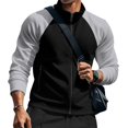 thumbnail image 5 of Dwelliawo Men's Lightweight Athletic Jacket Stand Collar Full Zip Color Block Sweatshirt Quick Dry Stretch Knit With Secure Side Pockets For Hiking Travel Office Casual Black M, 5 of 6