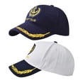 thumbnail image 3 of 2 gorras de béisbol de capitán azul marino, elegantes y transpirables., 3 of 7