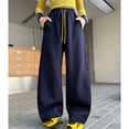 thumbnail image 6 of Ruyang Girls Fleece Sweatpants Teens Baggy Wide Leg Joggers Drawstring Winter Thermal Elastic High Waisted Pants, 6 of 7