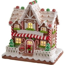 Kurt S. Adler Kurt Adler 9-Inch Battery-Operated Light Up Two Floor Gingerbread House Table Piece, Brown