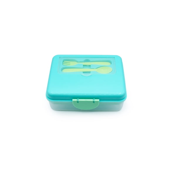 Melii Two-Tier Plastic Bento Box Food Storage Container, Blue/Mint/Lime