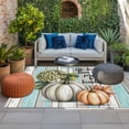 thumbnail image 2 of Fall Pumpkins Flowers Outdoor Rug for Patio/Deck/Porch, Non-Slip Large Area Rug 4 x 6 Ft, Thanksgiving Turquoise Farmhouse Plank Indoor Outdoor Rugs Washable Area Rugs, Camping Rug Carpet Runner, 2 of 8