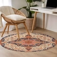 thumbnail image 5 of Boho Southwest Large Area Rugs for Bedroom Living Room, Soft Non Slip Carpet Bedside Rug, Retro Farmhouse Aztec Tribal Geometric Round Floor Cover Kitchen Accent Rug 3.3' for Dining Room/Office, 5 of 9