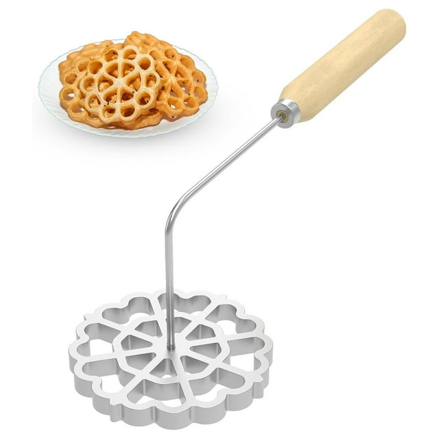 Clearance Bunuelos With Handle Detachable Rosette Flower Bunuelos Cookie Maker Aluminum Rosette Maker For Kitchen Baking Cooking, 1 Cookie Making Mold
