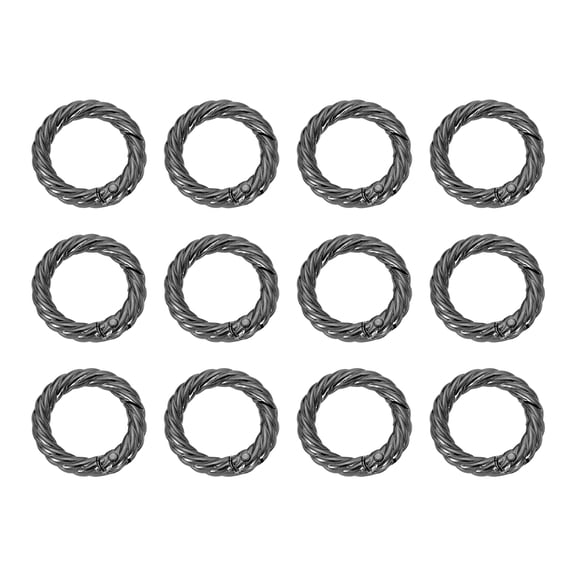 Uxcell 12pcs Spring O Rings 3/4"(20mm) Round Trigger Metal Snap Hook Circle Key Ring Clip Keychain for Bags Handbag Purses Keyring Buckle, Gun Black