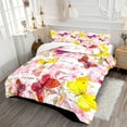 thumbnail image 4 of Colorful Girls Comforter Set Flower Butterflies with 1 Full Comforter and 2 Pillowcases for Girls Women All Season, 4 of 5