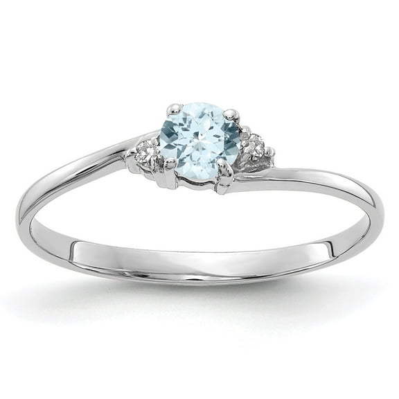 10K White Gold Aquamarine and Diamond Ring