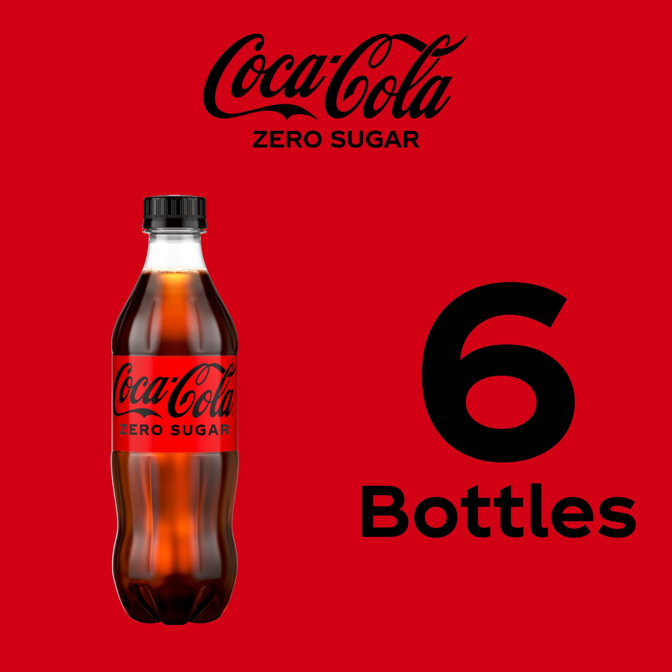 Coca-Cola Zero Sugar Soda Pop Bottles, 16.9 fl oz, 6 Pack