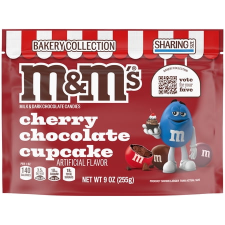 M&M's Cherry Chocolate Cupcake Chocolate Candy, Sharing Size - 9 oz Resealable Bag