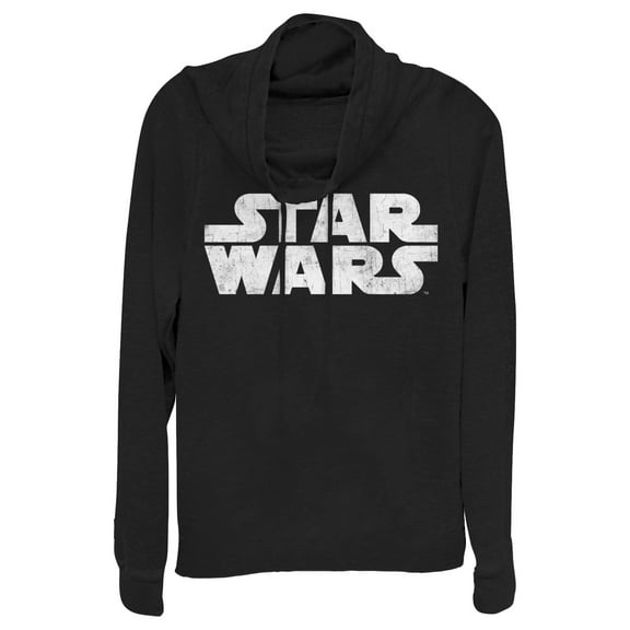 Junior's Star Wars Simple Logo Cowl Neck Sweatshirt Black X Large