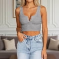 thumbnail image 2 of WEIWEN Cropped Tank Tops for Women Summer Basic Scoop Neck Button Camisole Tops Casual 2026 Sleeveless Henley Shirts Grey, M, 2 of 6