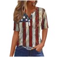 thumbnail image 2 of Itsame 4th of July Outfits for Women Printed Short Top Independence Day Short T-Shirt Sleeve, V-Neck White, 2 of 5