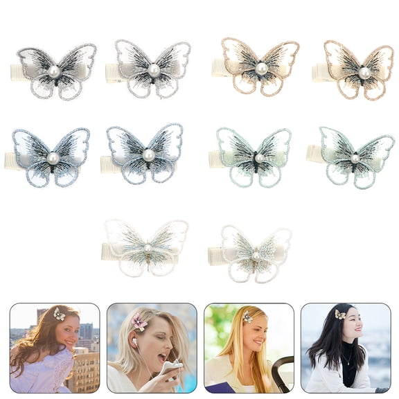 LOLIPPYY 10Pcs Assorted Butterfly Hair Clips Comfortable Small Barrettes for Thin Hair and Braided Styles