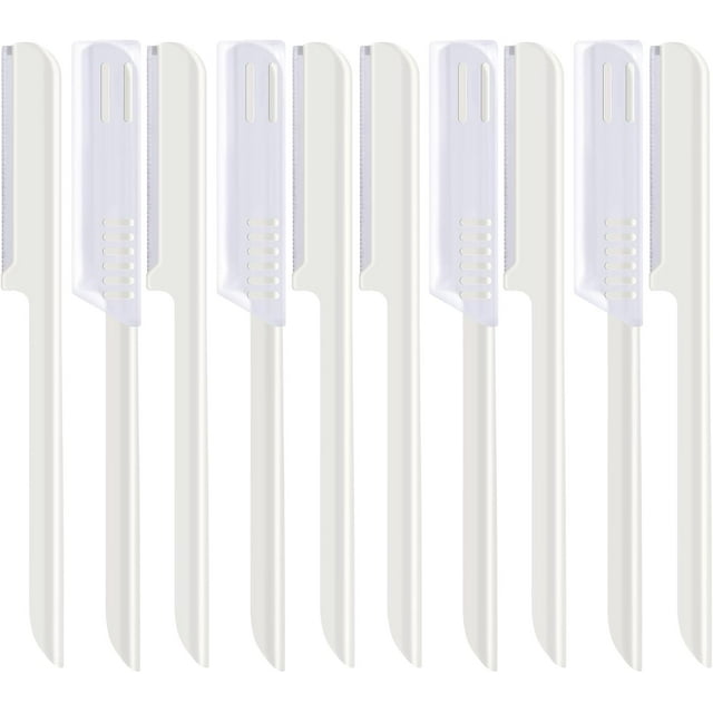10 Pieces Eyebrow Razor for Women Facial Shaver Razor Brow Shaper Eyebrow Trimmer Dermaplaner Shaping Tool with Cover (White)