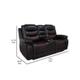 thumbnail image 6 of Benjara Asher 74" Loveseat with Dual Recliners- Console- Brown Faux Leather, 6 of 6
