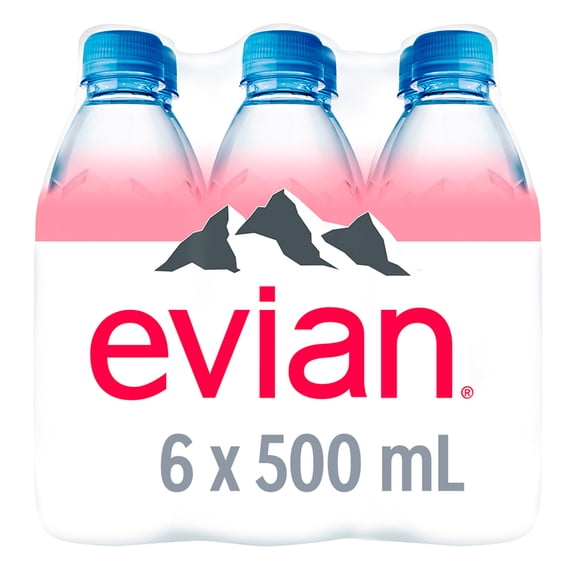 Agua mineral  natural Evian 6 botellas con 500 ml c/u
