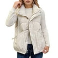 thumbnail image 2 of ZHOGXU Women's Vest Coat Sleeveless Lapel Solid Color Zipper Comfortable Thickened Jacket For Casual Daily Wear White Xxl, 2 of 4
