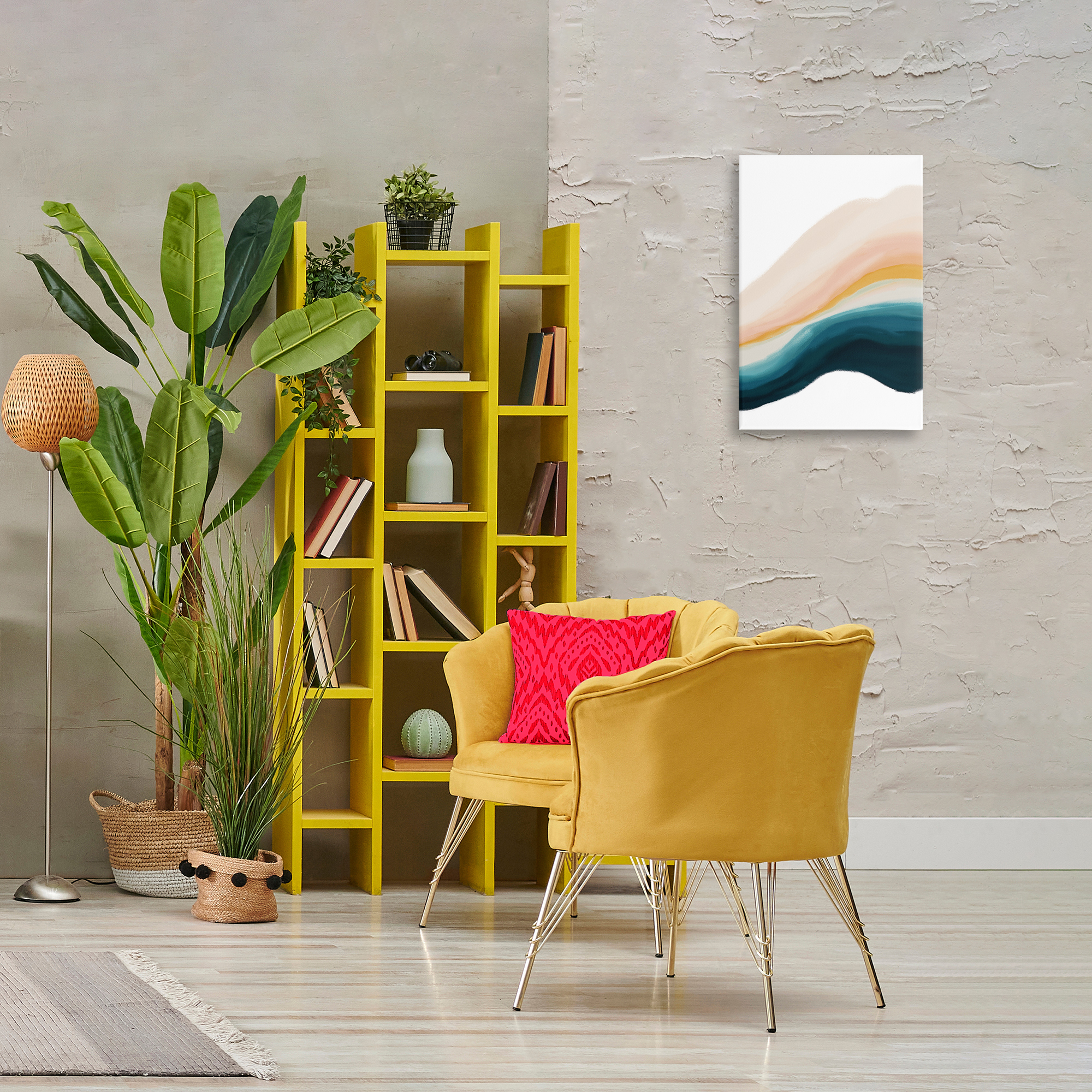 Stupell Industries Peach Swirl Abstraction Abstract Painting Gallery Wrapped Canvas Art Print Wall Art, 16 x 24