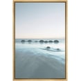 thumbnail image 4 of IDEA4WALL Framed Canvas Art Wall Decor Blue Wash Out Rocks by The Sea Coastal Ocean Photography Minimalism Modern Scenic Relax/Calm Duotone for Dorm Home Office - 16"x24", 4 of 5